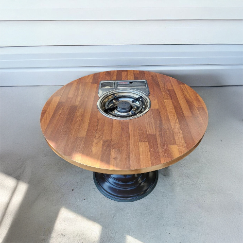중고 원형 목재 로스타테이블 -8EA